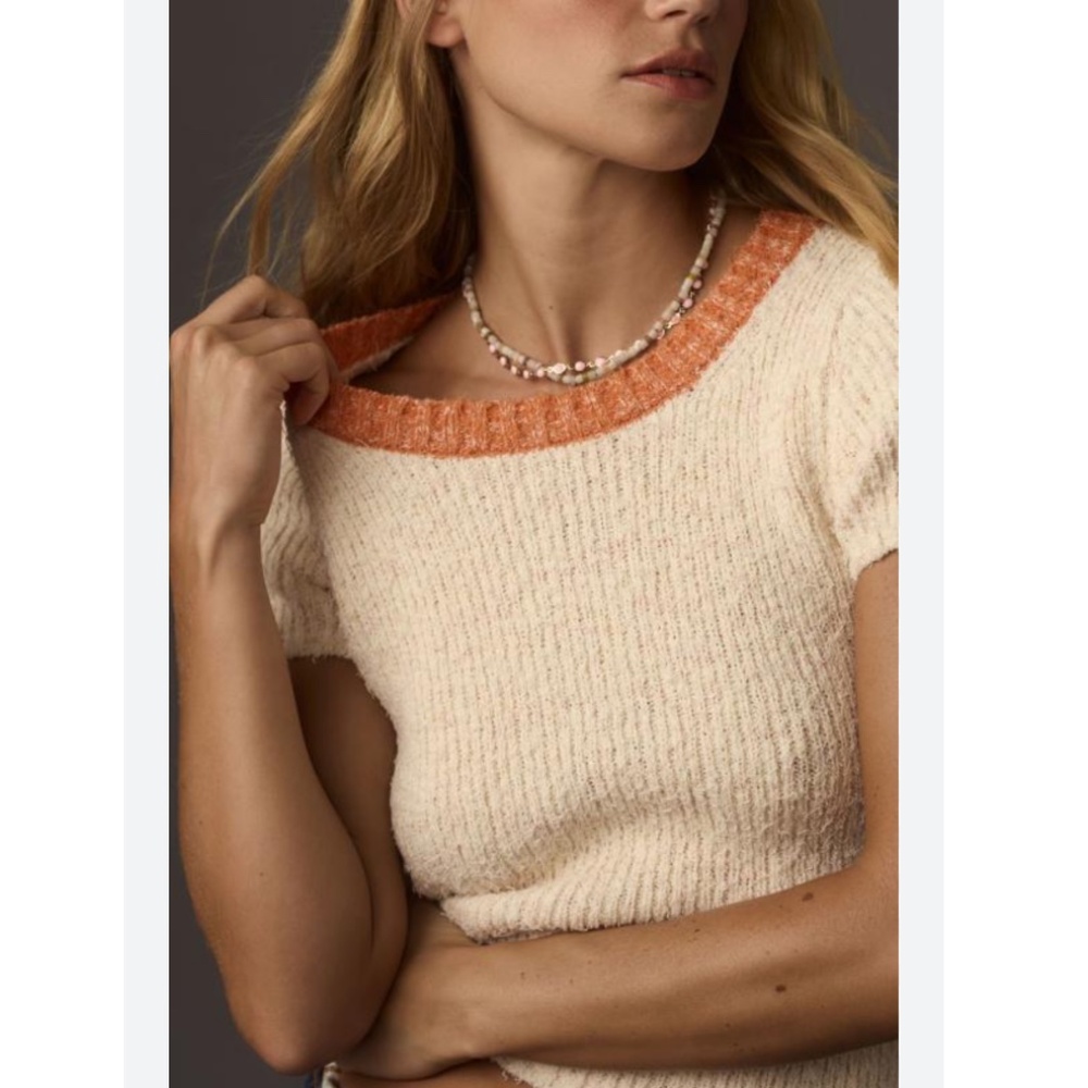Pilcro Ribbed Stitched Sweater Baby Tee